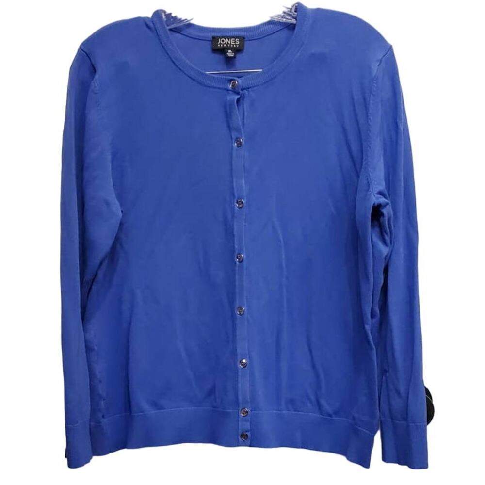 Jones New York Long Sleeve Button Down Light Weight Blue Cardigan Sweater XL